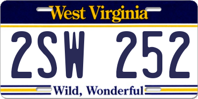 WV license plate 2SW252
