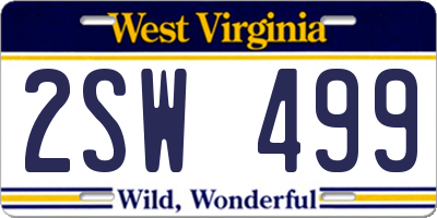 WV license plate 2SW499