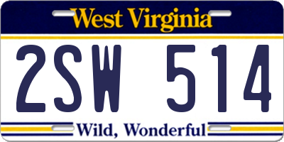 WV license plate 2SW514