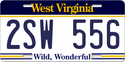 WV license plate 2SW556