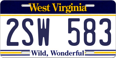 WV license plate 2SW583