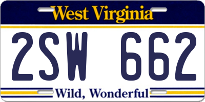 WV license plate 2SW662