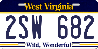 WV license plate 2SW682