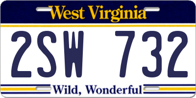 WV license plate 2SW732