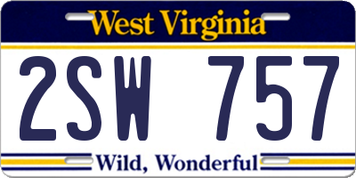 WV license plate 2SW757