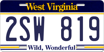 WV license plate 2SW819