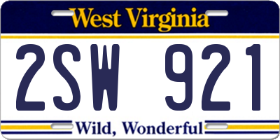 WV license plate 2SW921