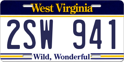WV license plate 2SW941