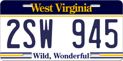 WV license plate 2SW945