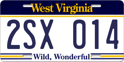WV license plate 2SX014