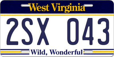 WV license plate 2SX043