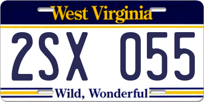 WV license plate 2SX055