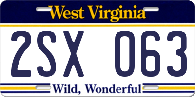WV license plate 2SX063