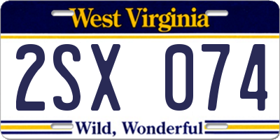 WV license plate 2SX074