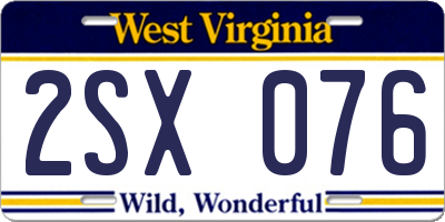 WV license plate 2SX076