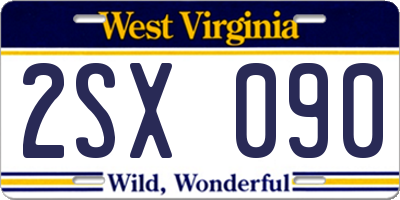 WV license plate 2SX090
