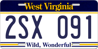 WV license plate 2SX091