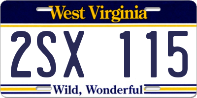 WV license plate 2SX115