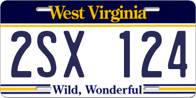 WV license plate 2SX124