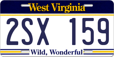 WV license plate 2SX159