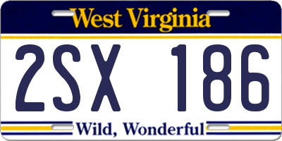 WV license plate 2SX186