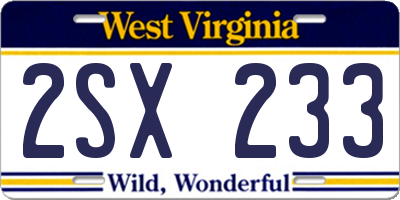 WV license plate 2SX233