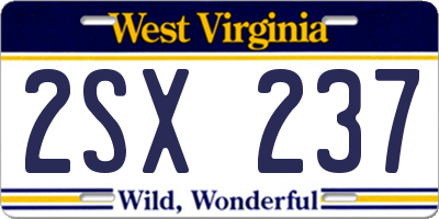 WV license plate 2SX237