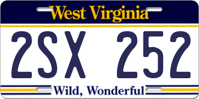 WV license plate 2SX252