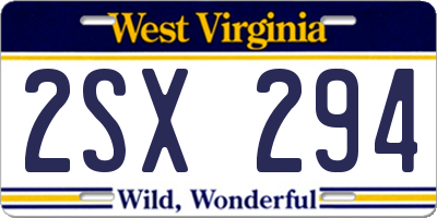WV license plate 2SX294