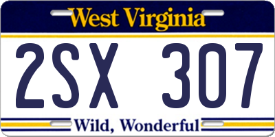 WV license plate 2SX307