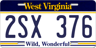 WV license plate 2SX376