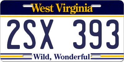 WV license plate 2SX393