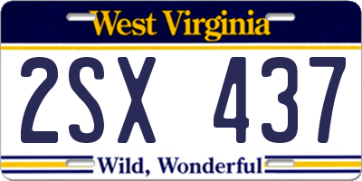 WV license plate 2SX437