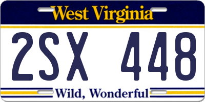 WV license plate 2SX448
