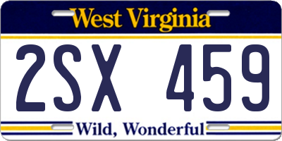 WV license plate 2SX459