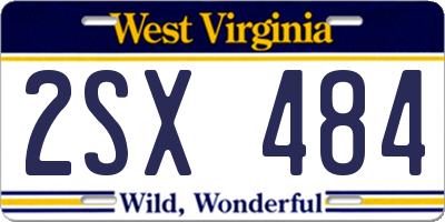 WV license plate 2SX484