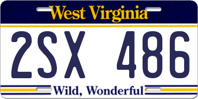 WV license plate 2SX486