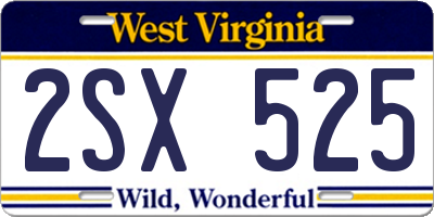 WV license plate 2SX525