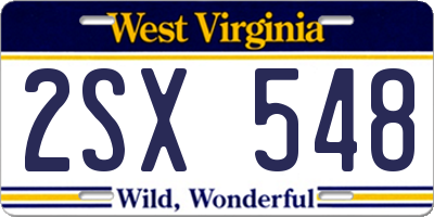 WV license plate 2SX548