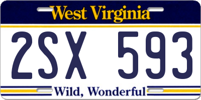 WV license plate 2SX593