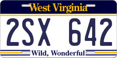WV license plate 2SX642