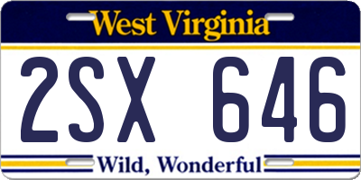 WV license plate 2SX646