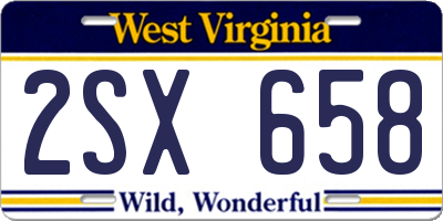 WV license plate 2SX658