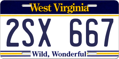 WV license plate 2SX667