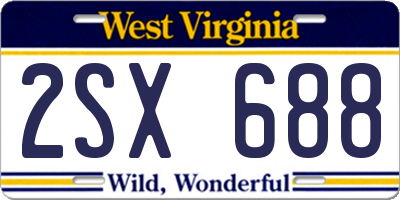 WV license plate 2SX688