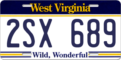 WV license plate 2SX689