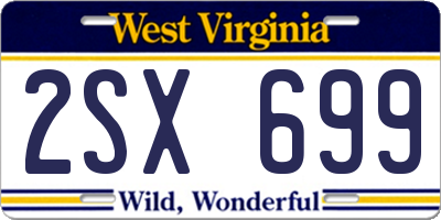 WV license plate 2SX699