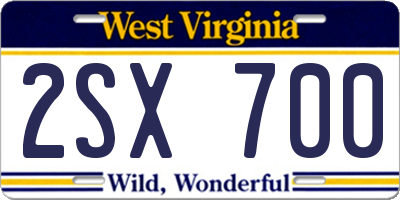 WV license plate 2SX700
