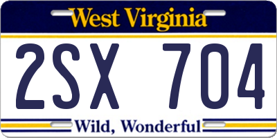 WV license plate 2SX704