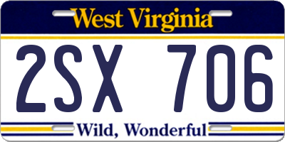 WV license plate 2SX706